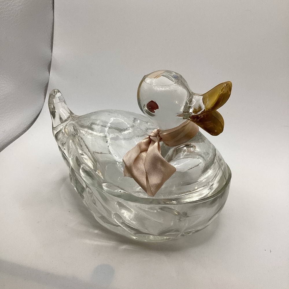 Vintage Glass Duck Sugar/Nut/Mints Bowl 1940-50s